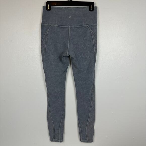 Lululemon Womens Wunder Under High Rise Snow Washed Grey Ribbed Ankle Leggings - Picture 3 of 8